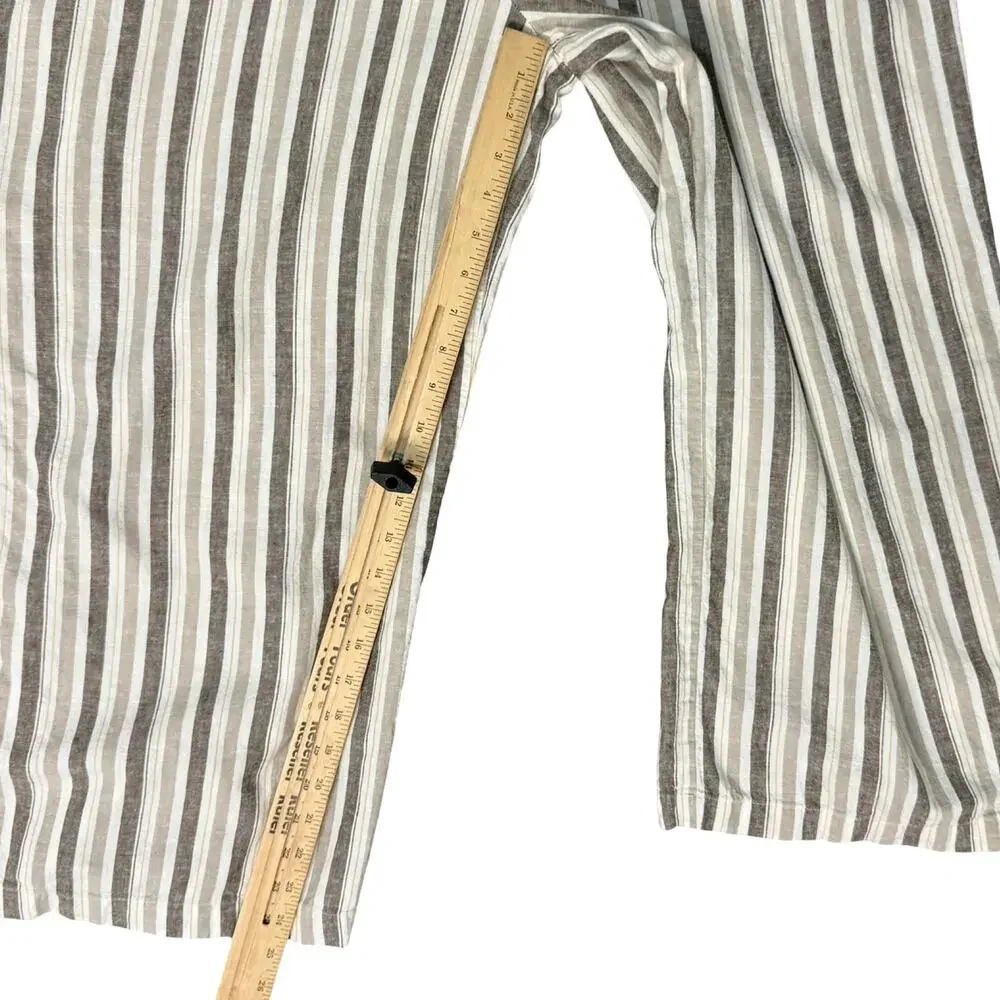Calvin Klein White Beige Mock Neck Pinstripe Linen Blend Cropped Jumpsuit sz 12 - Picture 9 of 16